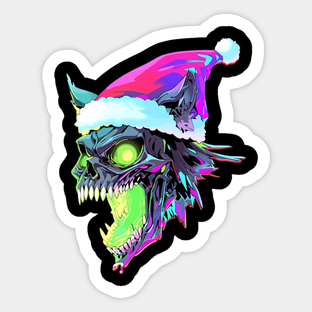 Christmas Party Zombie Cat EDM Xmas Sticker by QQdesigns